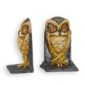 A PAIR OF CAST IRON OWL BOOK ENDS