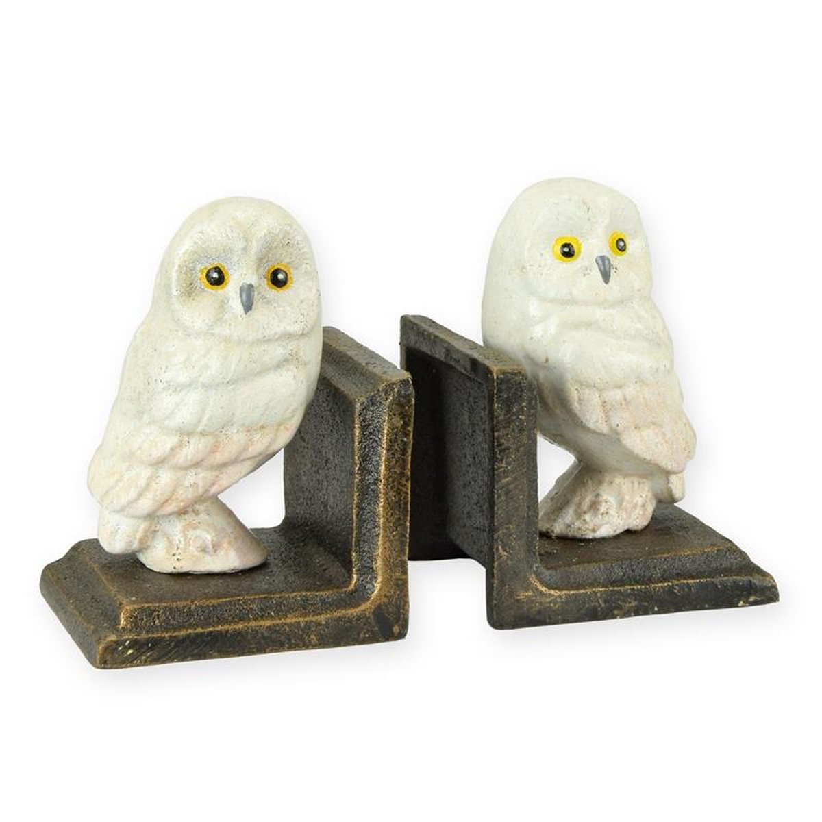 A PAIR OF CAST IRON OWL BOOKENDS