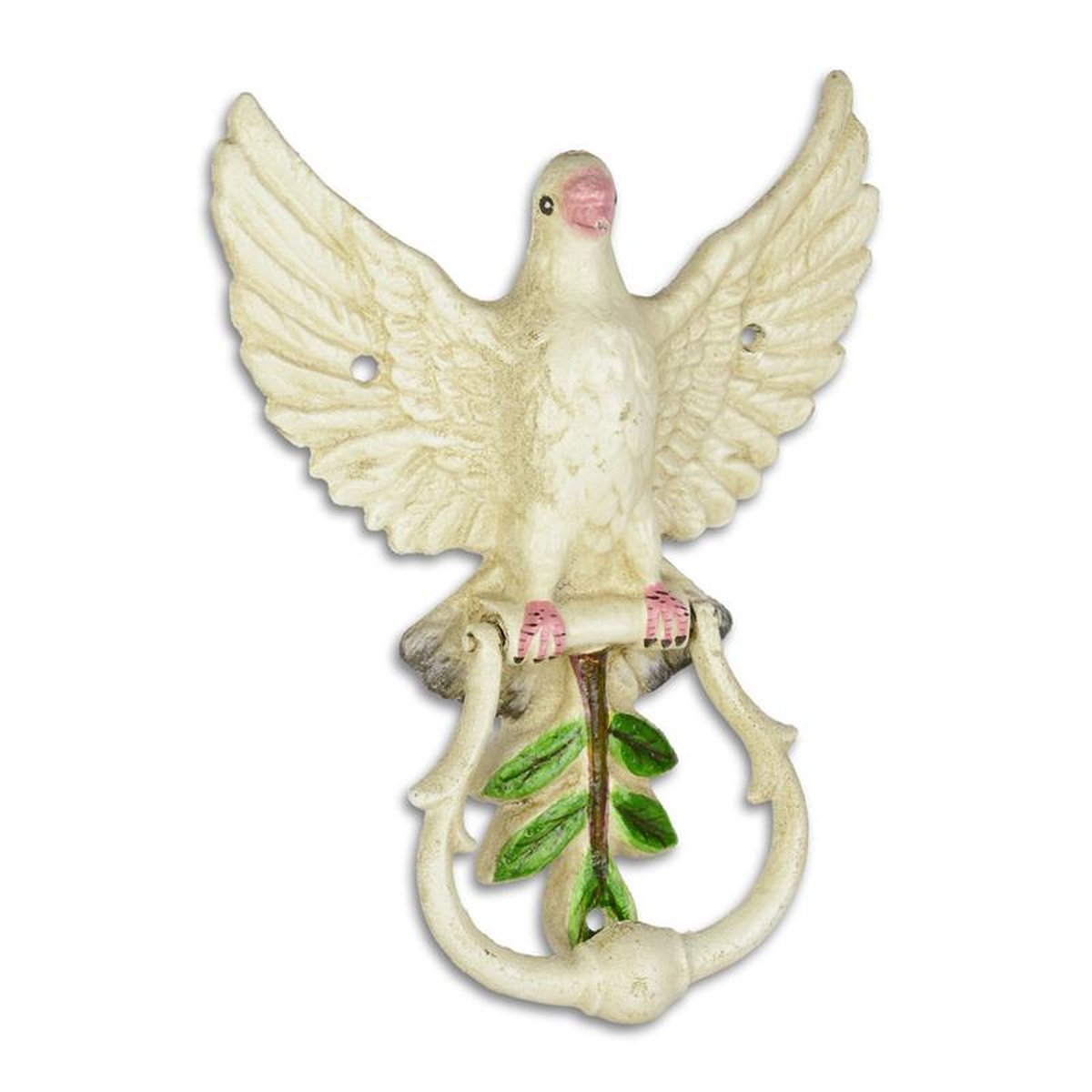 A PAIR OF CAST IRON PIGEON DOOR KNOCKERS