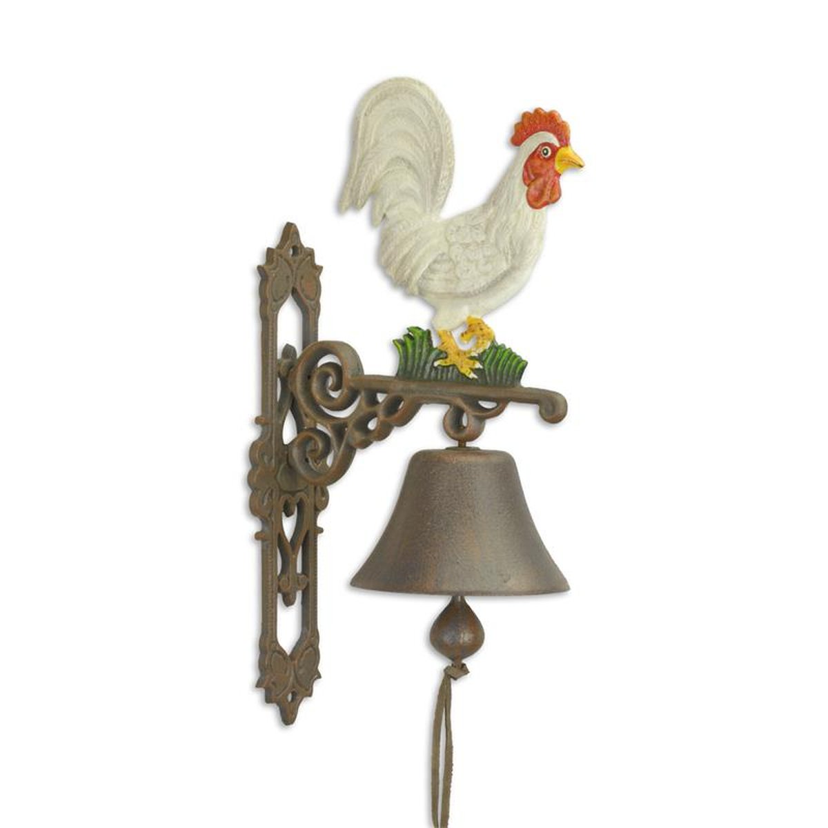 A PAIR OF CAST IRON ROOSTER BELLS