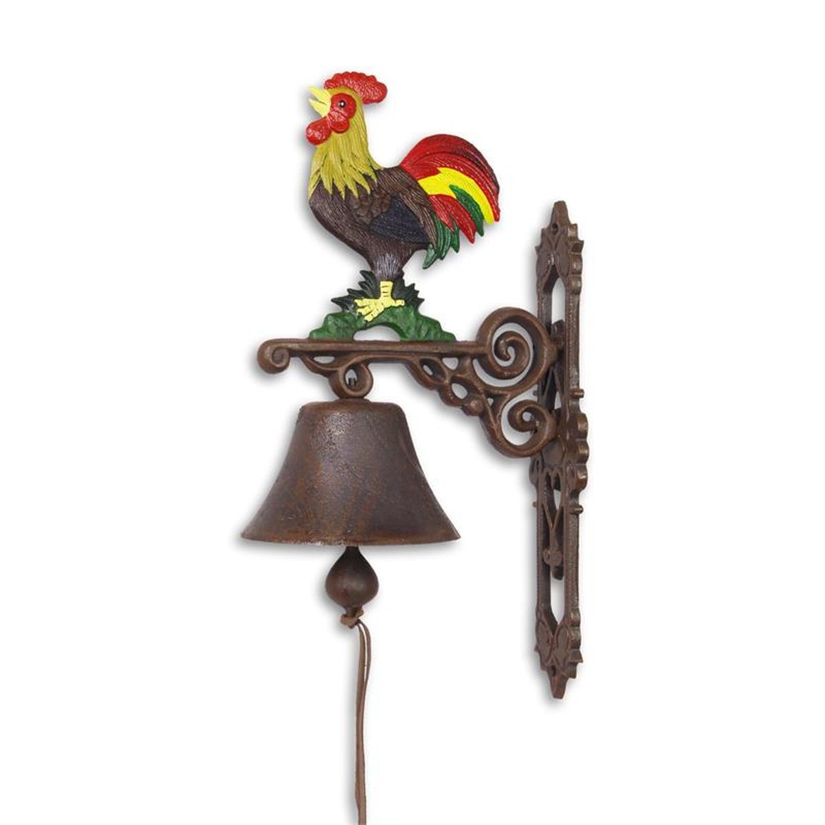 A PAIR OF CAST IRON ROOSTER BELLS