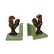 A PAIR OF CAST IRON ROOSTER BOOKENDS