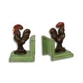 A PAIR OF CAST IRON ROOSTER BOOKENDS