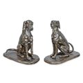 A PAIR OF CAST IRON SITTING BRUNO ST-HUBERT FRANCAIS HOUNDS
