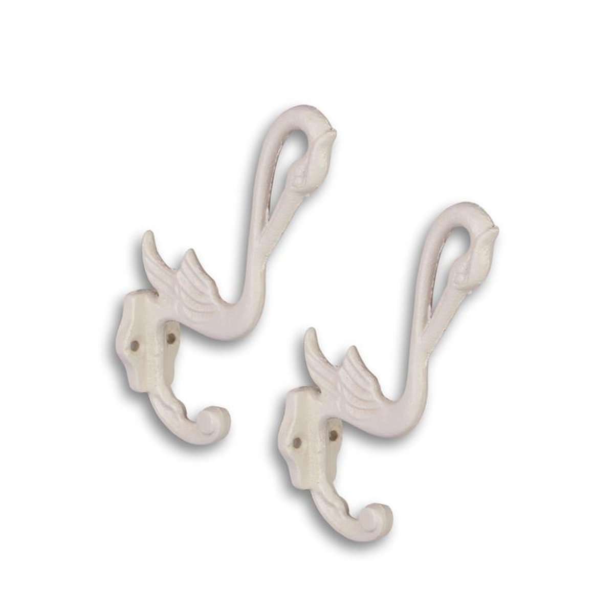 A PAIR OF CAST IRON  SWAN COAT HOOKS
