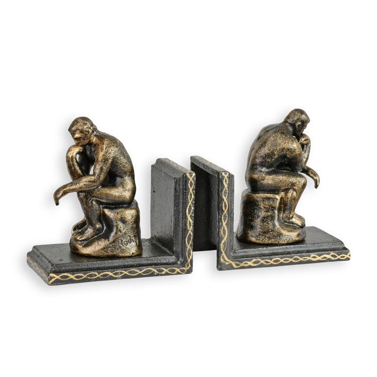 A PAIR OF CAST IRON THE THINKER BOOKENDS