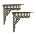 A PAIR OF CAST IRON WALL BRACKETS - BRASS FINISH