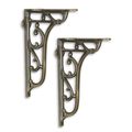 A PAIR OF CAST IRON WALL BRACKETS - BRASS FINISH