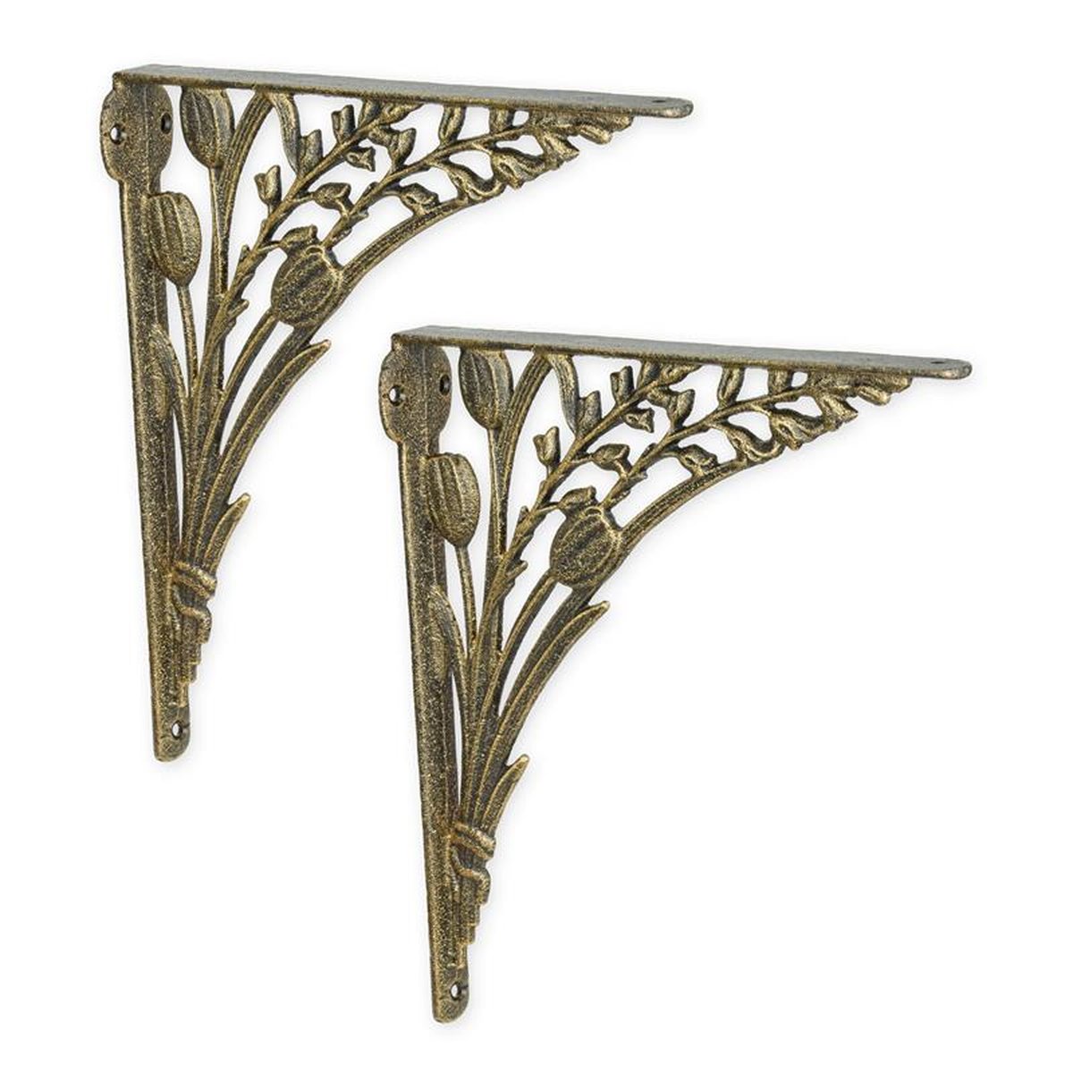 A PAIR OF CAST IRON WALL BRACKETS