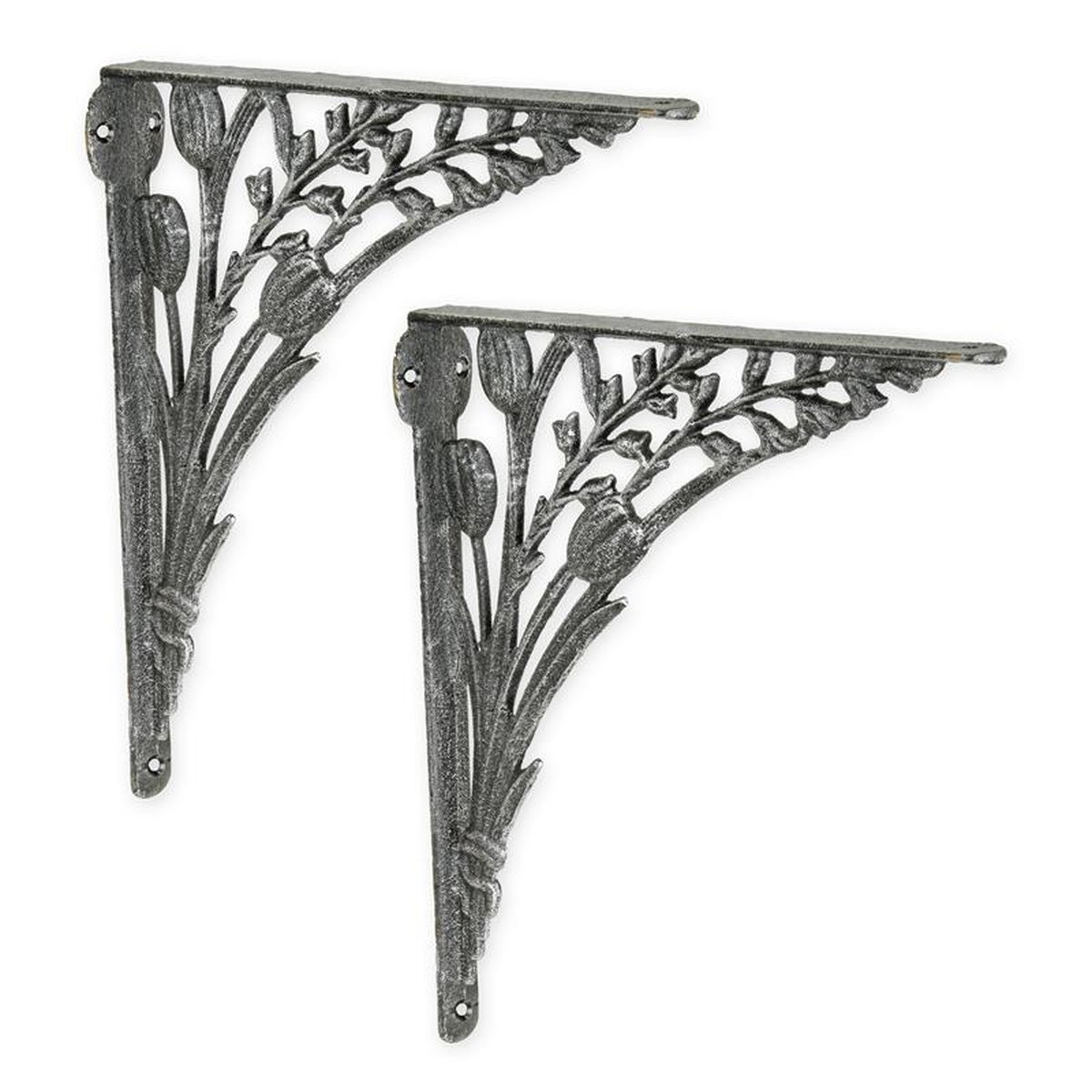 A PAIR OF CAST IRON WALL BRACKETS