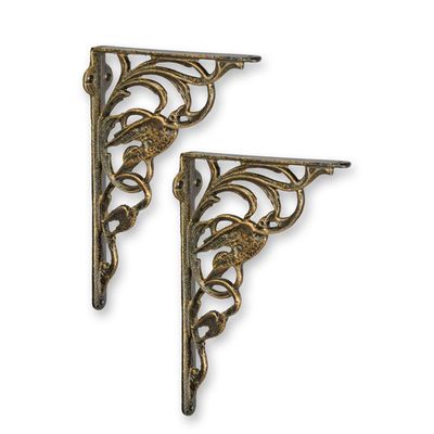 A PAIR OF CAST IRON WALL BRACKETS