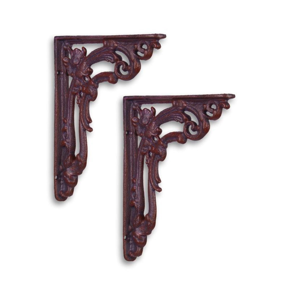 A PAIR OF CAST IRON WALL BRACKETS
