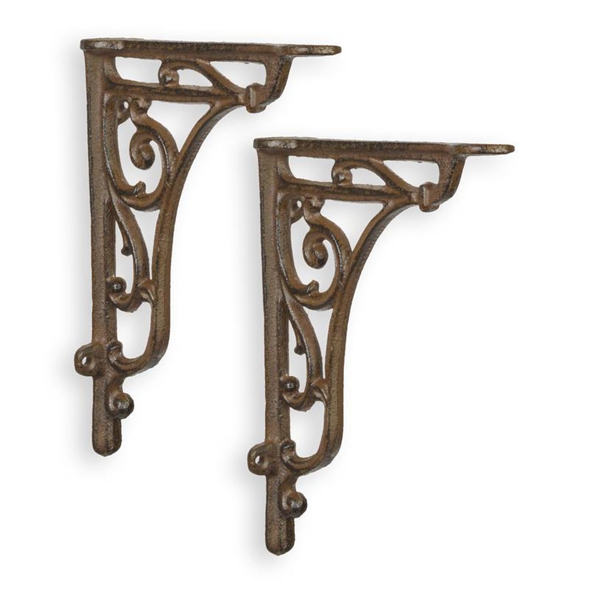 A PAIR OF CAST IRON WALL BRACKETS