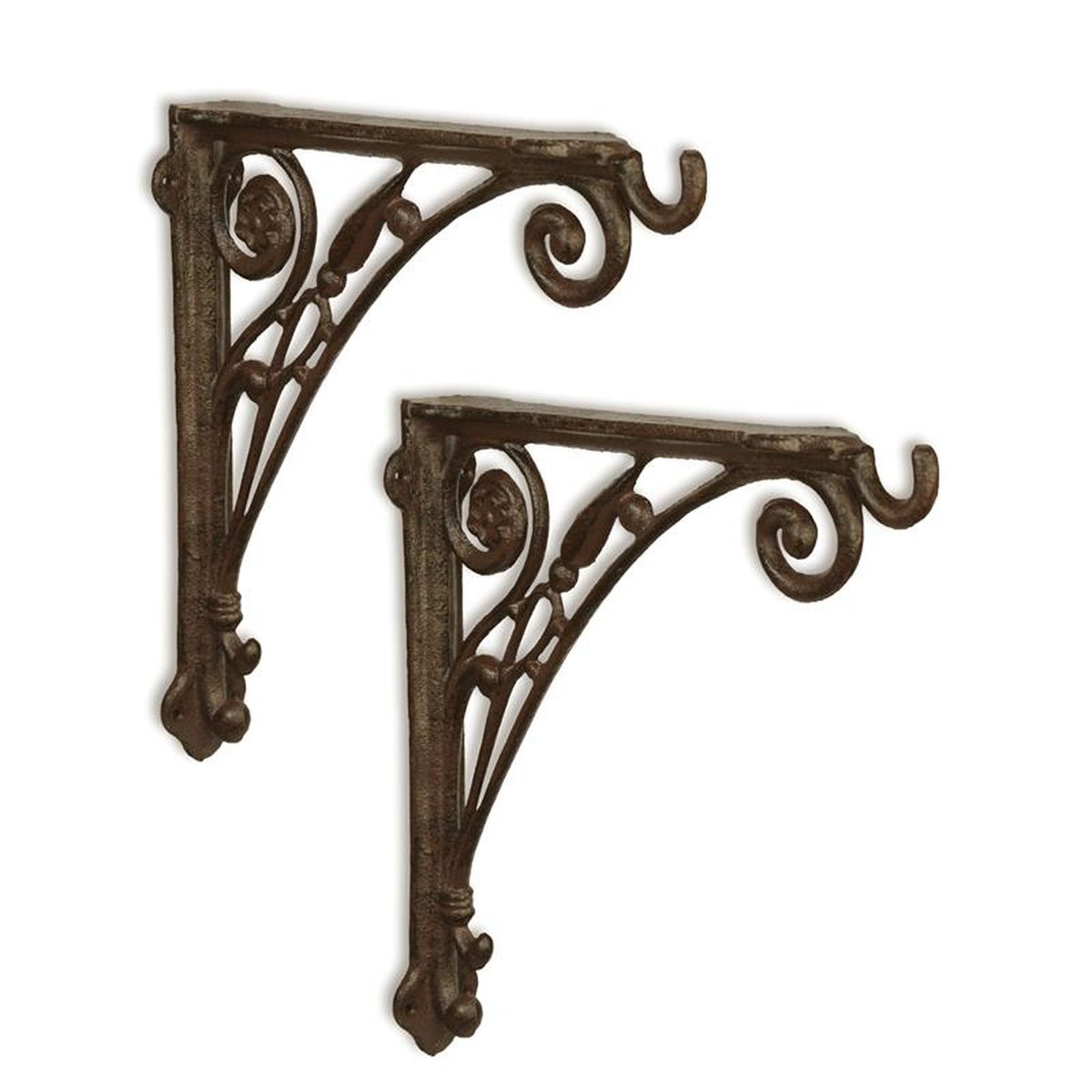 A PAIR OF CAST IRON WALL BRACKETS