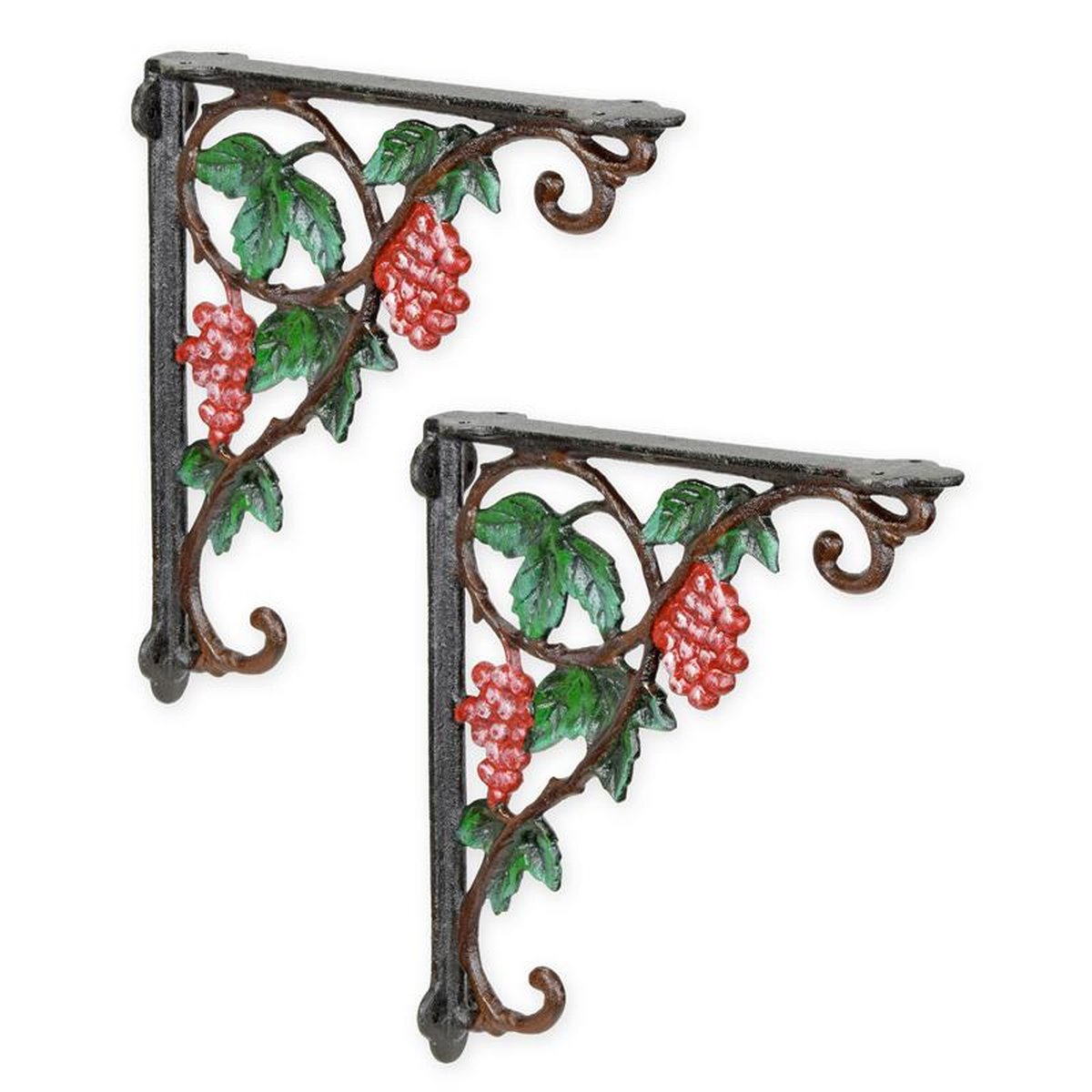 A PAIR OF CAST IRON WALL BRACKETS