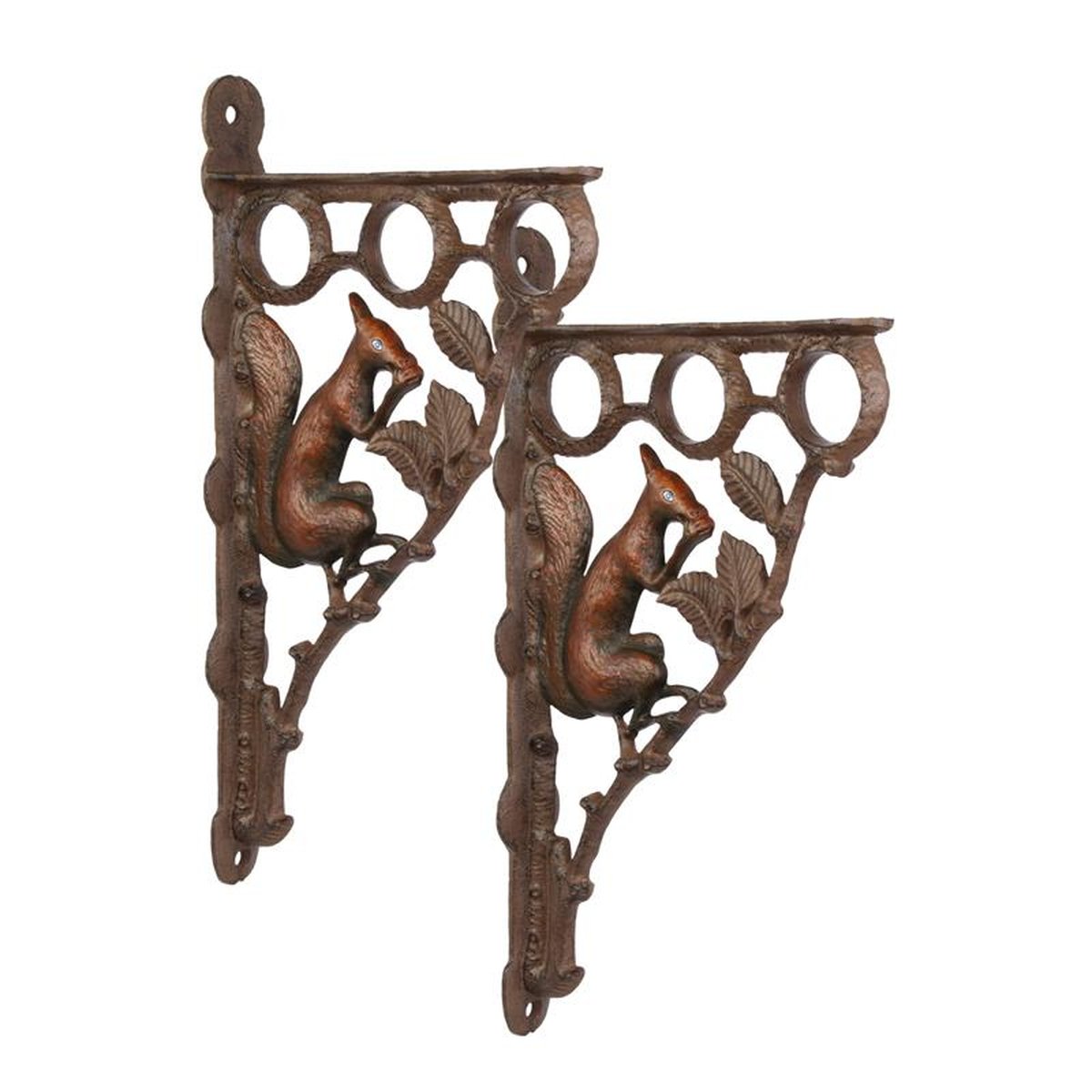 A PAIR OF CAST IRON WALL BRACKETS