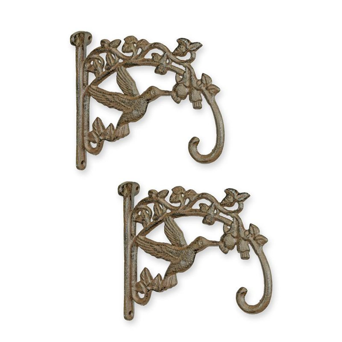 A PAIR OF CAST IRON WALL HOOKS