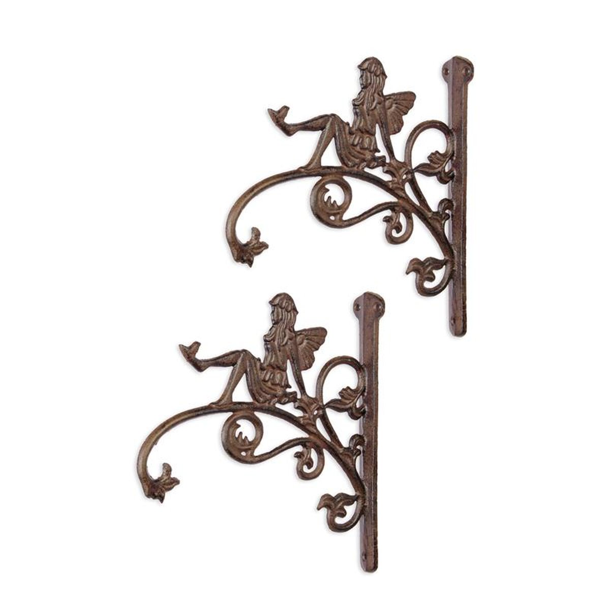 A PAIR OF CAST IRON WALL HOOKS