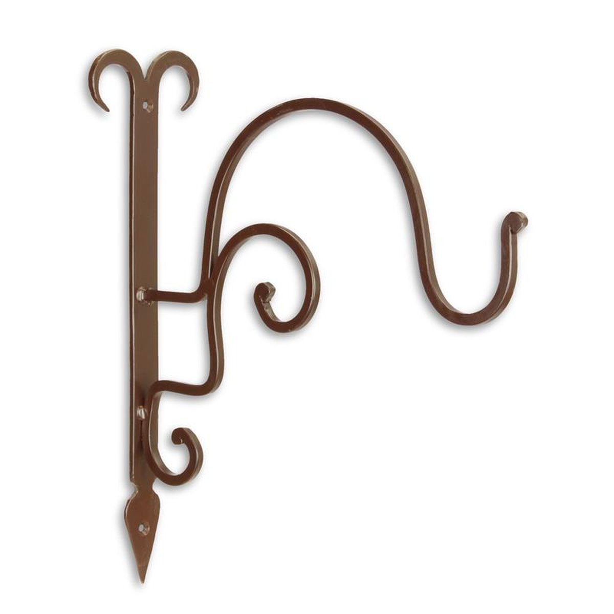 A PAIR OF CAST IRON WALL MOUNT PLANT BRACKETS - BROWN FINISH
