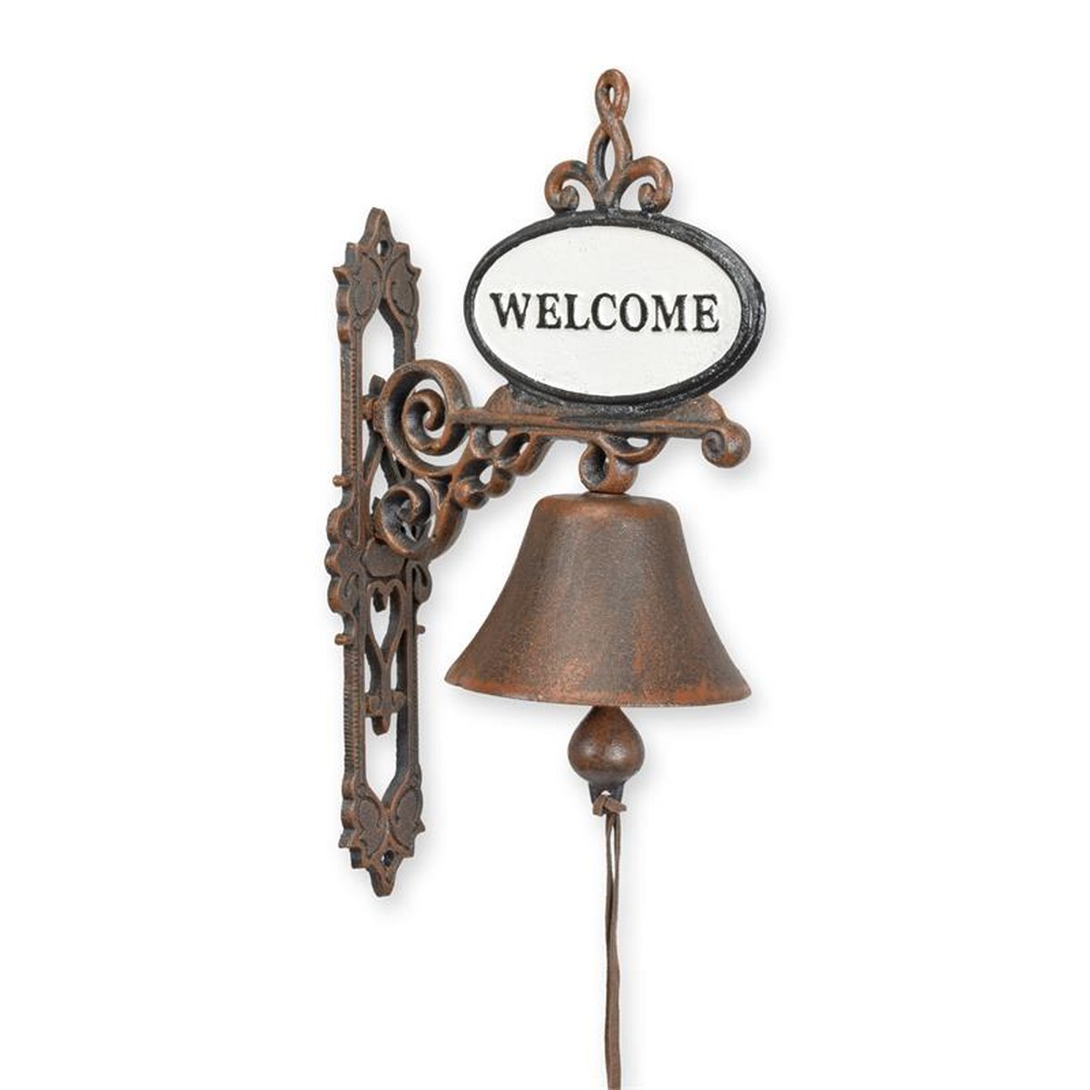 A PAIR OF CAST IRON WELCOME BELLS