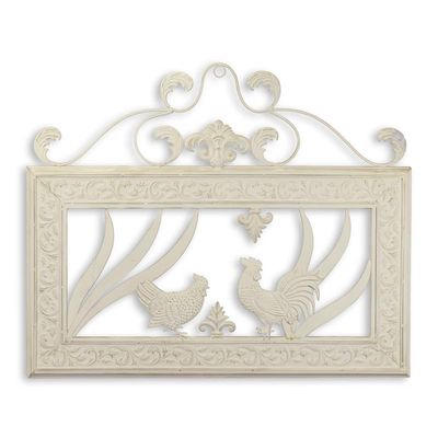 A PAIR OF CHICKEN AND ROOSTER WALL DECOR - WHITE