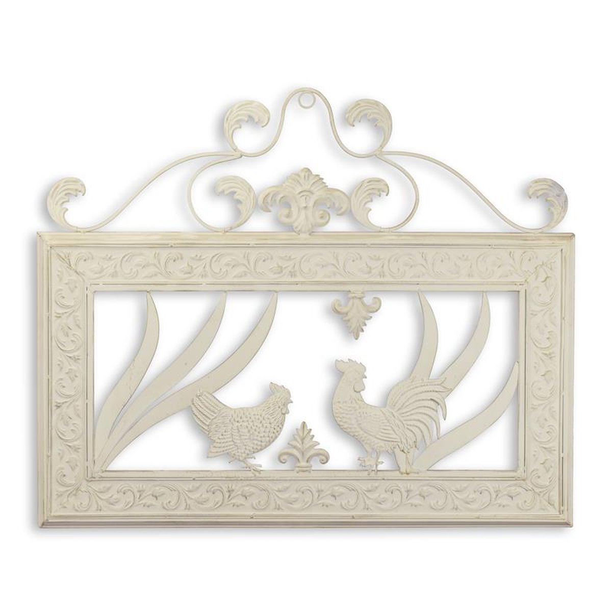 A PAIR OF CHICKEN AND ROOSTER WALL DECOR - WHITE