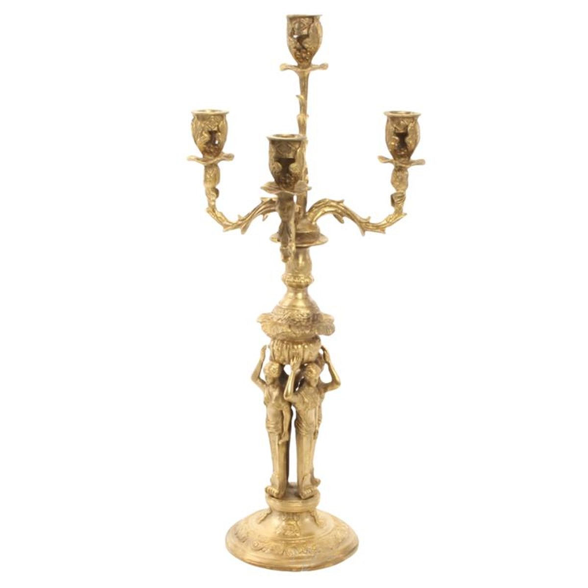 A PAIR OF FOUR LIGHT GILT BRONZE CANDELABRA