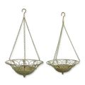 A PAIR OF HANGING IRON BASKETS
