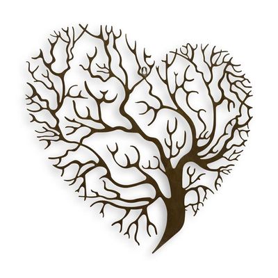 A PAIR OF HEART SHAPED IRON TREE WALL DECOR