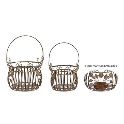 A PAIR OF IRON BASKETS - BROWN