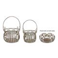 A PAIR OF IRON BASKETS - OLD GREY