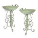 A PAIR OF IRON BIRD BATHS ON STAND