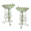 A PAIR OF IRON BIRD BATHS ON STAND
