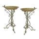 A PAIR OF IRON BIRD BATHS - WEATHERED GREEN
