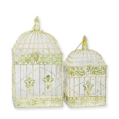 A PAIR OF IRON BIRD CAGES