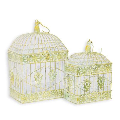 A PAIR OF IRON BIRD CAGES
