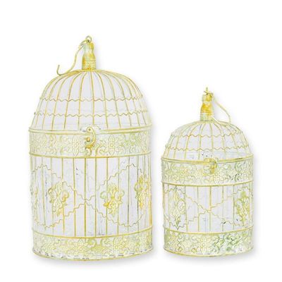 A PAIR OF IRON BIRD CAGES