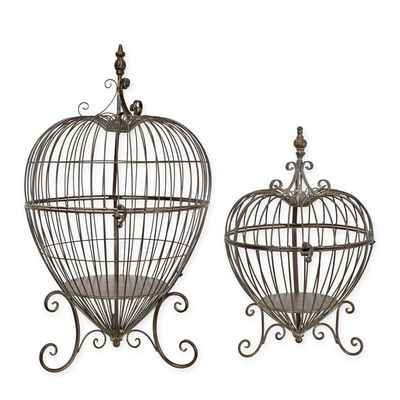 A PAIR OF IRON BIRD CAGES