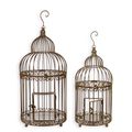 A PAIR OF IRON BIRDCAGES - BROWN
