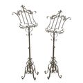 A PAIR OF IRON MUSIC STANDS - BROWN