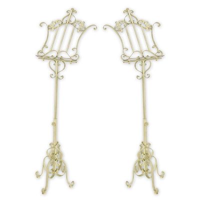 A PAIR OF IRON MUSIC STANDS - WHITE