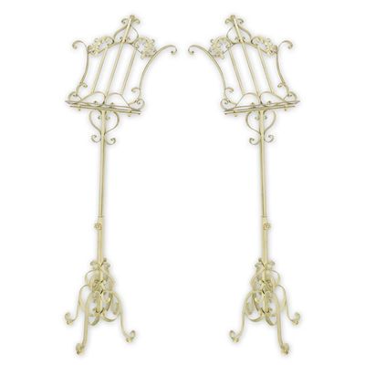 A PAIR OF IRON MUSIC STANDS - WHITE