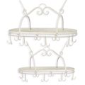 A PAIR OF IRON POT AND PAN RACKS - WHITE