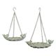 A PAIR OF LEAF SHAPED HANGING IRON BIRD BATHS