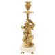 A PAIR OF MARBLE MOUNTED GILT BRONZE CANDLESTICKS