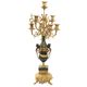 A PAIR OF MARBLE MOUNTED SEVEN LIGHT GILT BRONZE CANDELABRA