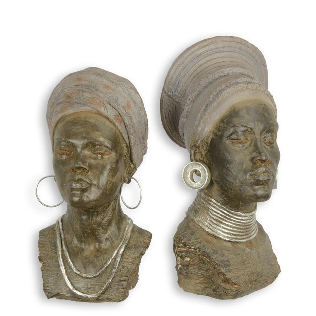 A PAIR OF MGO AFRICAN WOMEN BUSTS