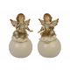A PAIR OF PORCELAIN ANGELS ON BALL