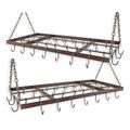 A PAIR OF RECTANGULAR IRON POT AND PAN RACKS