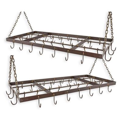 A PAIR OF RECTANGULAR IRON POT AND PAN RACKS